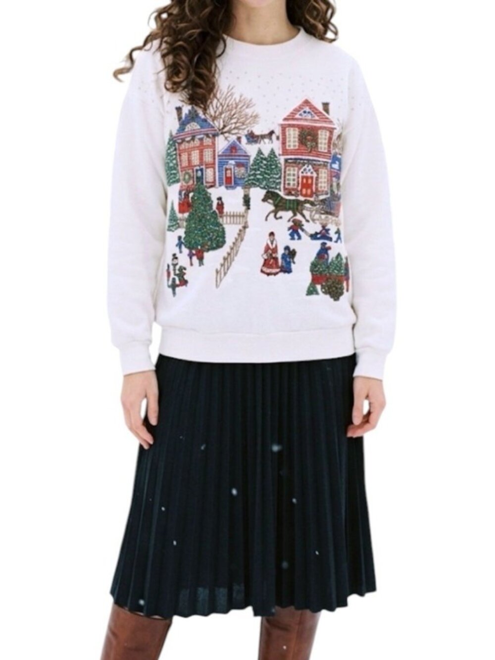 VintageTurtle Bay Christmas Outdoor Festive Theme Crew Neck Sweater Size Large